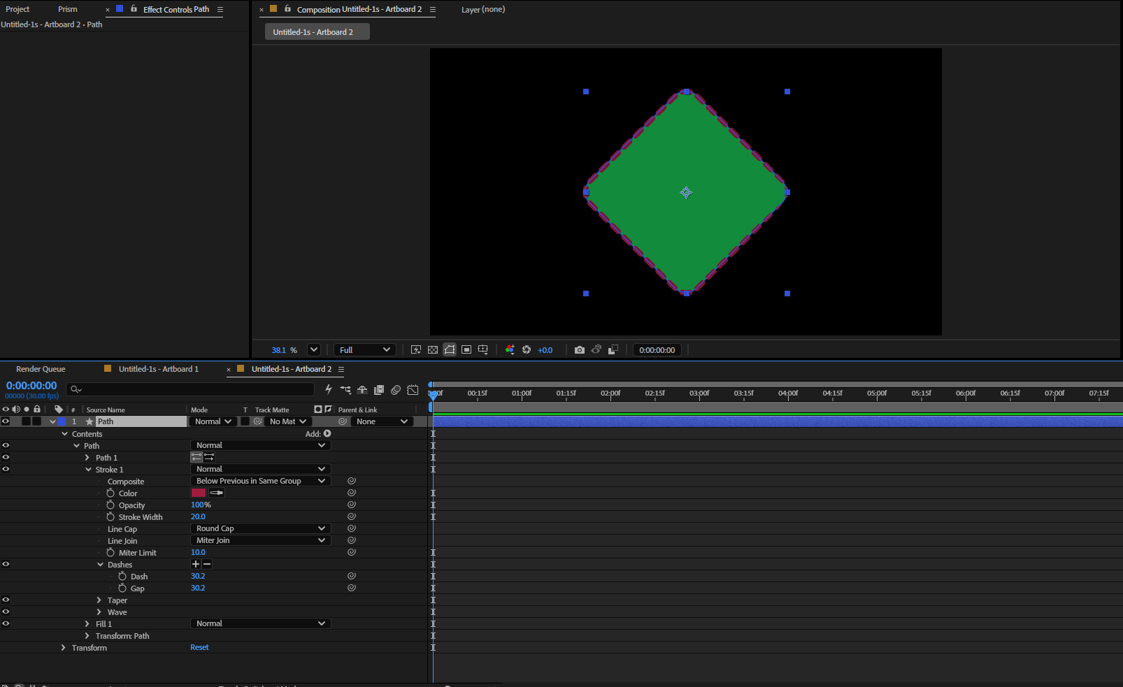What arrived in After Effects. Every artboard as its own composition