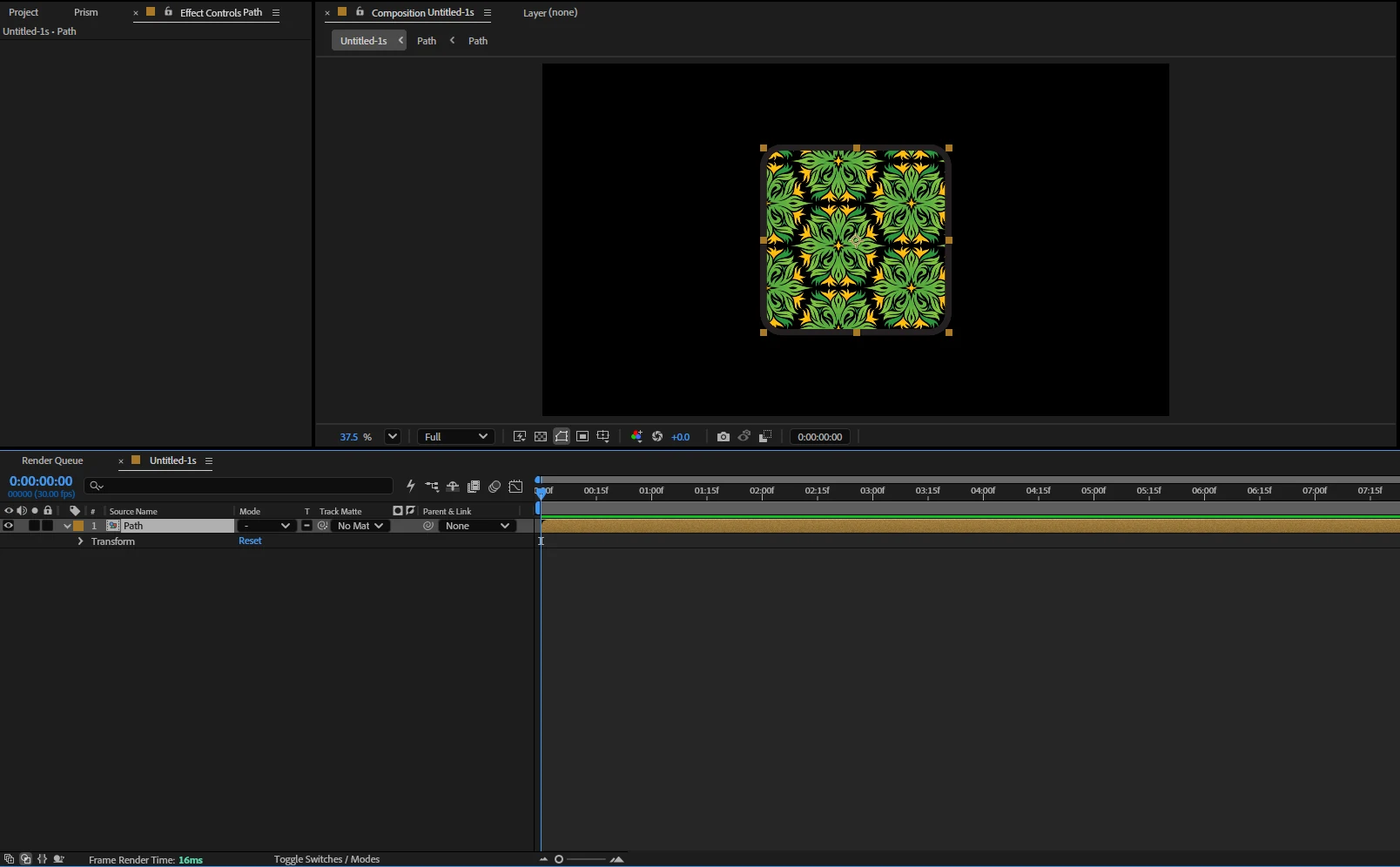 A pattern-filled shape in After Effects with the shape still editable