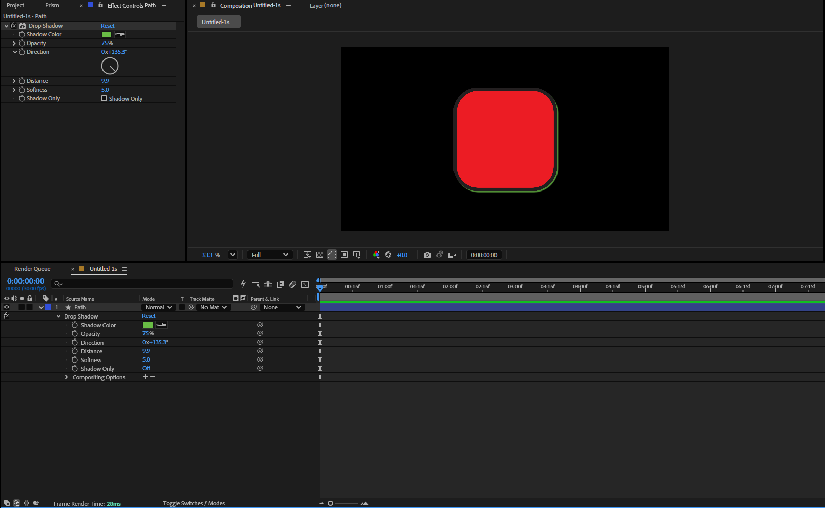 What arrived in After Effects. A drop shadow arrives as a real effect